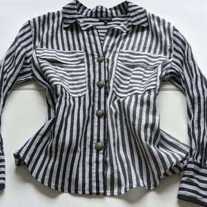 Black & white striped button down dress shirt